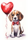 Adorable Beagle\'s Warm Greeting: A Heartwarming Tale of Balloons Royalty Free Stock Photo