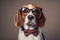 Adorable Beagle wearing glasses. Generate Ai