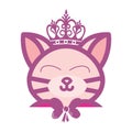 Adorable beauty kitty king doll logo and illustration