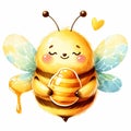 Adorable Bee and Honey Watercolor Clip Art
