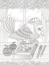 Adorable bird adult coloring page Royalty Free Stock Photo