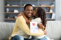 Adorable black girl kissing her dad, Fathers day concept Royalty Free Stock Photo