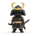Adorable Black and Gold Samurai Warrior Cartoon Character Royalty Free Stock Photo