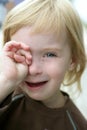 Adorable blond little girl crying portrait Royalty Free Stock Photo