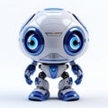 Adorable Blue And White Robot With Big Eyes - Realistic Lighting Precisionist