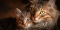 The adorable bond between a mother cat and her cute kitten. AI generated image Royalty Free Stock Photo