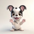 Adorable Boston Terrier Puppy With Playful Expression - High Quality 3d Render Royalty Free Stock Photo