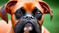 Adorable Boxer breed dog on nature. Generated Image