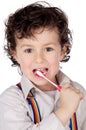 Adorable boy child cleaning the teeth Royalty Free Stock Photo