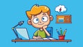 Adorable Boy Contemplating Classroom Tasks Vector Art Inspiration Royalty Free Stock Photo