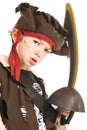 Adorable boy in pirate costume