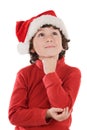 Adorable boy with red hat of Christmas Royalty Free Stock Photo