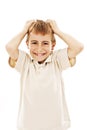 Adorable boy upset Royalty Free Stock Photo