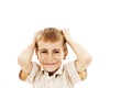 Adorable boy upset Royalty Free Stock Photo