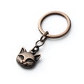 Adorable Bronze Cat Keyring Charm Elegant Metal Key Chain Accessory Royalty Free Stock Photo