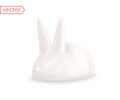 Adorable bunny. 3D illustration of a cute white rabbit figurine. Design element isolated on white background. Suitable for Easter