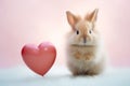 Adorable bunny with heart, perfect for Valentine's