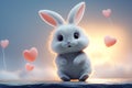 Adorable bunny with heart, perfect for Valentine's