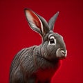 Portrait of a Cute Rabbit in Garden, Generative Ai