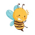 Adorable buzzing honey bee cartoon character vector illustration Royalty Free Stock Photo