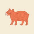 Adorable capybara hand drawn vector illustration. Isolated funny aquatic animal in flat style for kids.