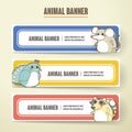 Adorable cartoon animal banner collection set