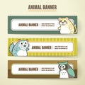 Adorable cartoon animal banner collection set