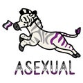 Adorable Cartoon Asexual Zebra Clip Art. Gay Safari Animal Icon. Queer Flag Kawaii Motif Illustration Doodle in Flat Color.