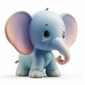 Adorable Cartoon Baby Elephant Isolated on White Background Royalty Free Stock Photo