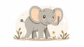 Adorable cartoon baby elephant isolated on white background. Playful elephant. Concept of digital illustration Royalty Free Stock Photo