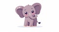 Adorable cartoon baby elephant isolated on white background. Playful elephant. Concept of digital illustration Royalty Free Stock Photo