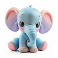 Adorable Cartoon Baby Elephant Sitting Isolated on White Background Royalty Free Stock Photo