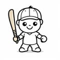 Adorable Cartoon Baseball Player Holding Bat - Creative Commons Illustration