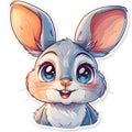 Cute Cartoon Bunny with Big Eyes and Fluffy Fur, Happy Expression