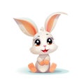 Adorable Cartoon Bunny Illustration for Children\'s Media and Easter Themes, AI Generated