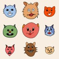 Adorable Cartoon Cats Faces