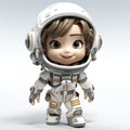 Adorable Cartoon Child Astronaut Ready for Space Adventure.