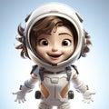 Adorable Cartoon Child Astronaut Ready for Space Adventure.