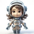 Adorable Cartoon Child Astronaut Ready for Space Adventure.