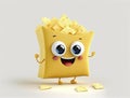 Adorable Cartoon Chips Character on White Background for Invitations and Posters.
