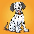 Adorable Cartoon Dalmatian Dog Illustration On Orange Background Royalty Free Stock Photo