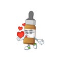 An adorable cartoon design of liquid bottle holding heart