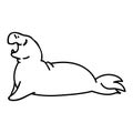 Adorable Cartoon Elephant Seal Lying Clip Art. Water Animal Icon. Hand Drawn Cute Predator Motif Illustration Doodle Line art Flat Royalty Free Stock Photo