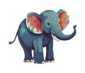 An adorable cartoon elephant walks with happiness