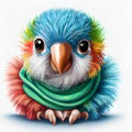 Adorable Cartoon Fluffy Happy Baby Parrot Royalty Free Stock Photo