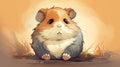 Adorable Cartoon Hamster with Space for Text. Perfect for Greeting Cards and Invitations.