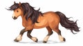 Adorable Cartoon Horse with Outline on White Background Royalty Free Stock Photo