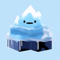 adorable cartoon iceberg character with a friendly face on an isolated background