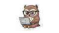 Owl Programmer Cartoon Coding, Laptop, Education, Smart, Cute Royalty Free Stock Photo
