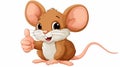 Adorable Cartoon Mouse Giving Thumbs Up Gesture on White Background Royalty Free Stock Photo